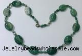 CGN221 22 inches 6mm round & 18*25mm oval agate necklaces