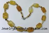 CGN232 22 inches 6mm round & 18*25mm rectangle agate necklaces