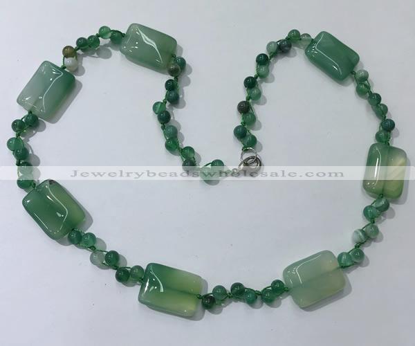 CGN239 22 inches 6mm round & 18*25mm rectangle agate necklaces