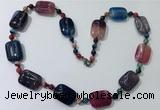 CGN241 22 inches 6mm round & 18*25mm rectangle agate necklaces