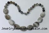 CGN250 20.5 inches 8mm round & 18*25mm oval agate necklaces