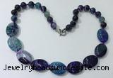 CGN255 20.5 inches 8mm round & 18*25mm oval agate necklaces