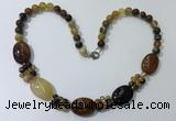 CGN272 18.5 inches 8mm round & 18*25mm oval agate beaded necklaces