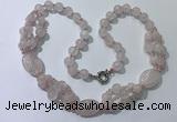 CGN290 24.5 inches chinese crystal & rose quartz beaded necklaces