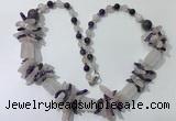 CGN302 27.5 inches chinese crystal & mixed quartz beaded necklaces