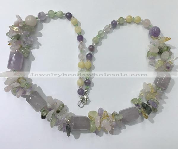 CGN303 27.5 inches chinese crystal & mixed quartz beaded necklaces