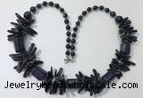 CGN305 27.5 inches chinese crystal & blue goldstone beaded necklaces