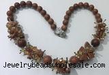 CGN359 19.5 inches chinese crystal & goldstone beaded necklaces