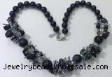 CGN360 19.5 inches chinese crystal & blue goldstone beaded necklaces