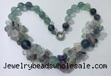 CGN371 19.5 inches round & chips fluorite beaded necklaces