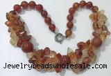 CGN372 19.5 inches round & chips red agate beaded necklaces