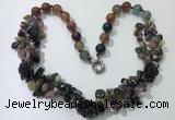 CGN376 19.5 inches round & chips mixed gemstone beaded necklaces