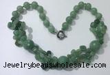 CGN380 23 inches round & chips green aventurine beaded necklaces