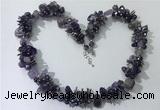 CGN403 19.5 inches chinese crystal & amethyst chips beaded necklaces