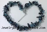 CGN413 19.5 inches chinese crystal & black agate chips beaded necklaces