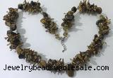 CGN416 19.5 inches chinese crystal & yellow tiger eye chips beaded necklace