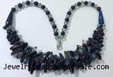 CGN465 22 inches chinese crystal & blue goldstone beaded necklaces