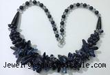 CGN466 22 inches chinese crystal & blue goldstone beaded necklaces