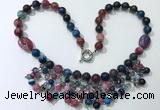 CGN486 21.5 inches chinese crystal & striped agate beaded necklaces