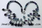 CGN498 21 inches chinese crystal & striped agate beaded necklaces