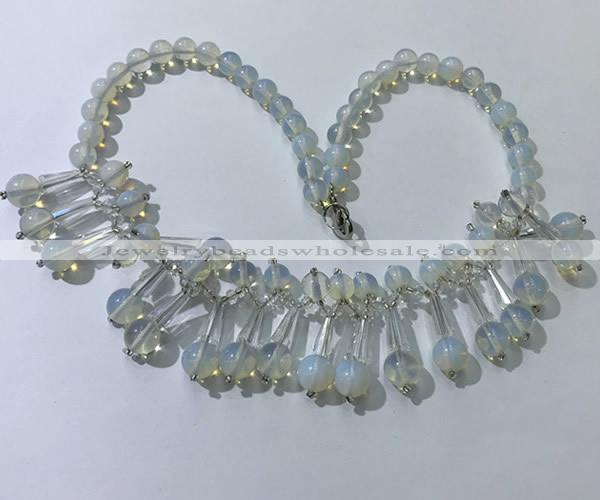 CGN500 21 inches chinese crystal & opal beaded necklaces