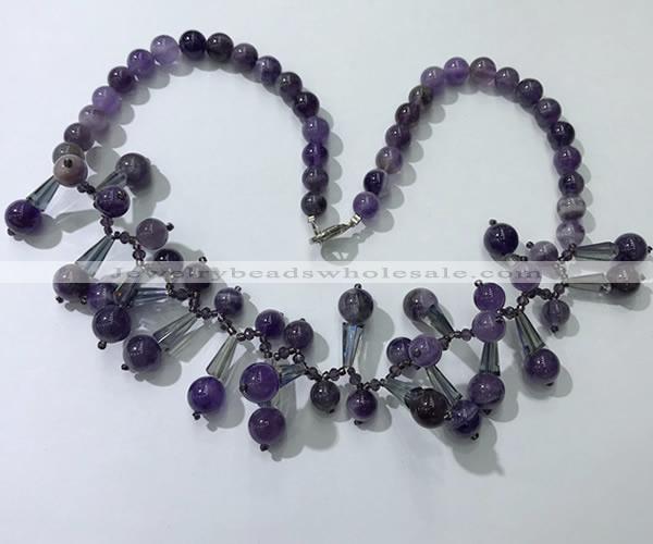 CGN503 21 inches chinese crystal & amethyst beaded necklaces