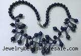 CGN505 21 inches chinese crystal & lapis lazuli beaded necklaces