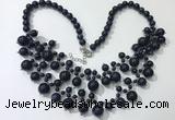 CGN563 19.5 inches stylish 4mm - 12mm blue goldstone beaded necklaces