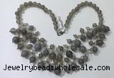 CGN568 19.5 inches stylish 4mm - 12mm grey agate beaded necklaces