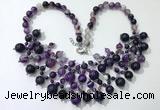 CGN569 19.5 inches stylish 4mm - 12mm striped agate beaded necklaces