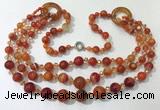 CGN626 24 inches chinese crystal & striped agate beaded necklaces