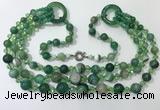 CGN630 24 inches chinese crystal & striped agate beaded necklaces