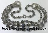 CGN638 24 inches chinese crystal & striped agate beaded necklaces