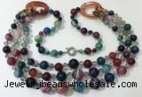 CGN643 24 inches chinese crystal & striped agate beaded necklaces