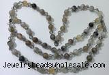 CGN650 22 inches chinese crystal & striped agate beaded necklaces