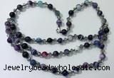 CGN662 22 inches chinese crystal & striped agate beaded necklaces