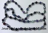 CGN663 22 inches chinese crystal & striped agate beaded necklaces