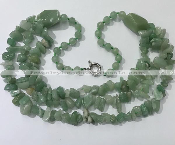 CGN674 22 inches stylish green aventurine beaded necklaces