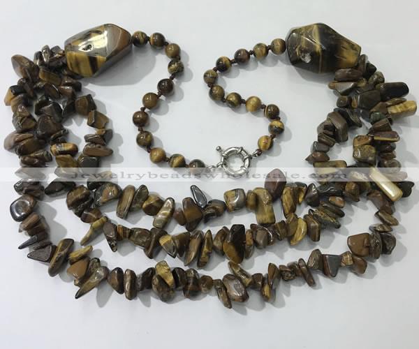 CGN676 22 inches stylish yellow tiger eye beaded necklaces