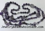 CGN680 23.5 inches chinese crystal & amethyst beaded necklaces