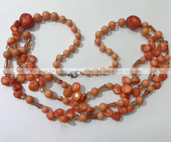 CGN688 23.5 inches chinese crystal & coral beaded necklaces