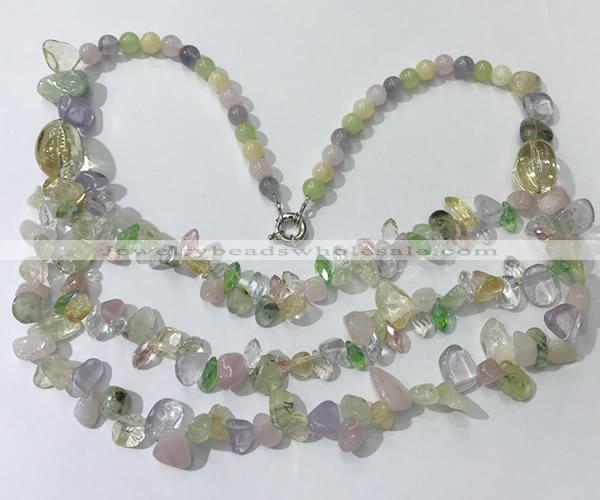 CGN698 22.5 inches chinese crystal & mixed gemstone beaded necklaces