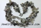 CGN713 22 inches fashion 3 rows grey agate beaded necklaces