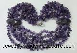 CGN756 20 inches stylish 6 rows amethyst chips necklaces