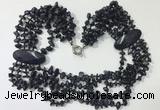 CGN767 20 inches stylish 6 rows blue goldstone chips necklaces