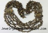 CGN768 20 inches stylish 6 rows yellow tiger eye chips necklaces