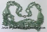 CGN785 23.5 inches stylish green aventurine chips necklaces