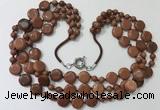 CGN800 23.5 inches stylish 3 rows round & coin goldstone necklaces