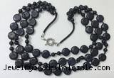 CGN801 23.5 inches stylish 3 rows round & coin blue goldstone necklaces