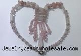 CGN810 19.5 inches chinese crystal & rose quartz statement necklaces